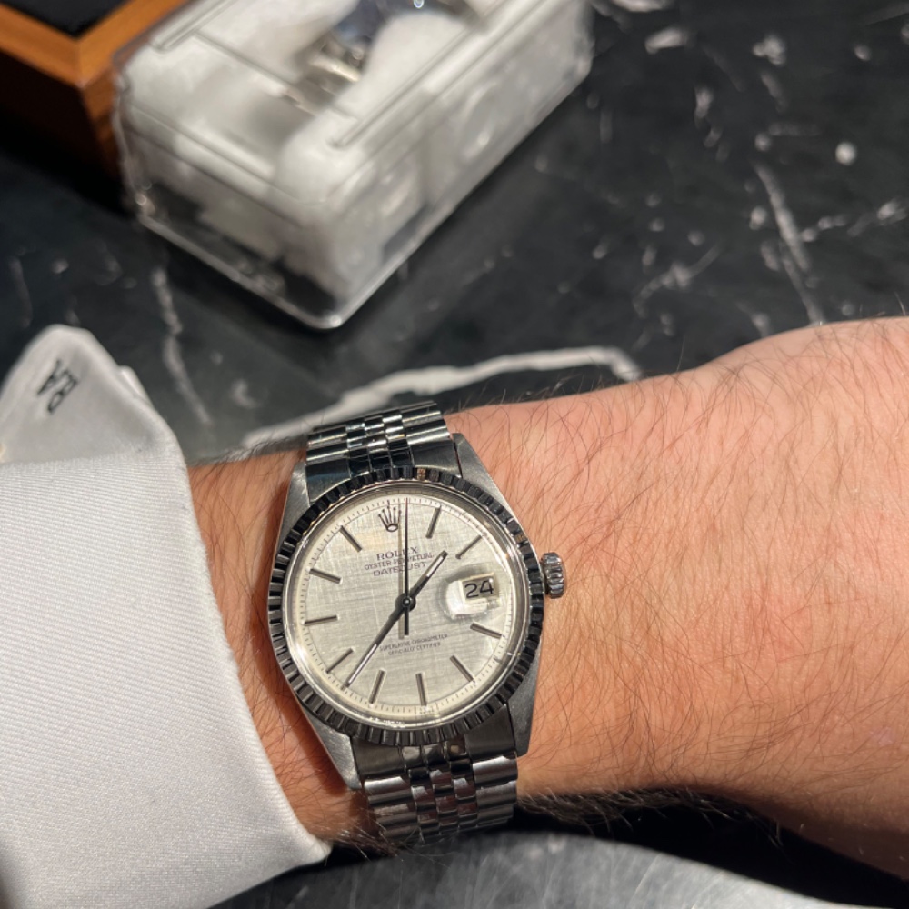 Rolex Datejust linen dial on the wrist